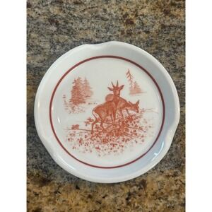 Vista Alegre for Mottahedeh Deer Forest Red Transferware Porcelain Spoon Rest 4"